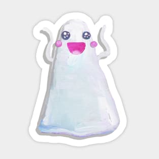 Cute Halloween Kawaii Ghost Pattern on Blue Sticker